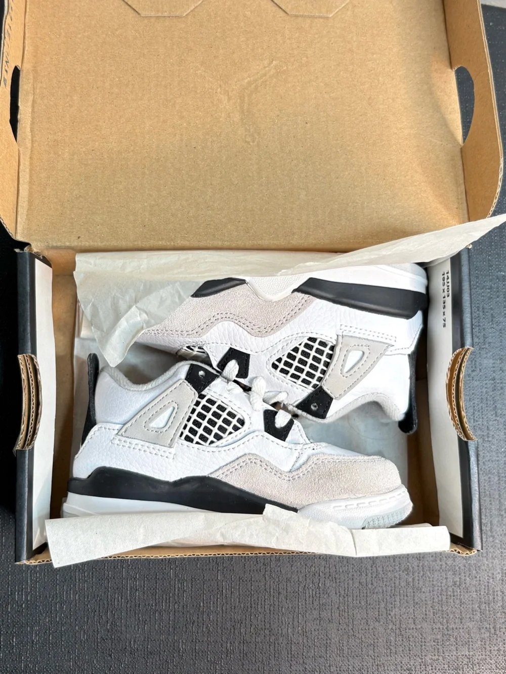 Nike Jordan 4 Retro (TD) 7C BQ7670 111 White Black Neutral Grey